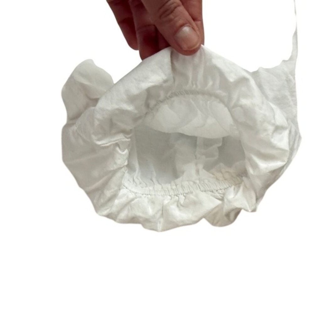 LOFT White Puff Sleeve Smocked Peplum Top S Boho Coquette Cottagecore Milkmaid - Picture 8 of 9